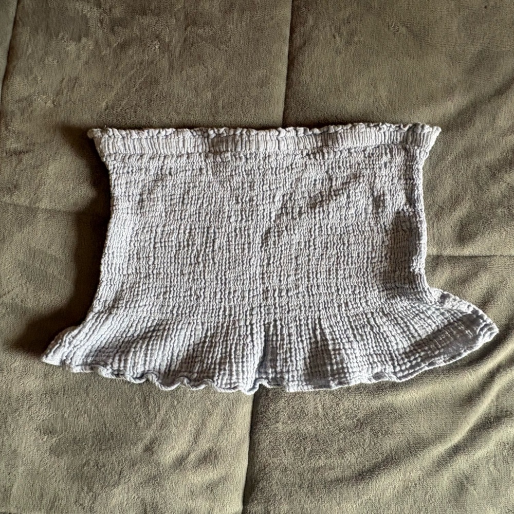 American Eagle Pale Blue Smocked Tube Top